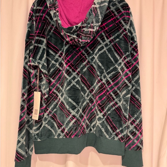 Plaid Cozy Women's Hoodie Sweatshirt with Pink Accents NWT - Picture 5 of 5